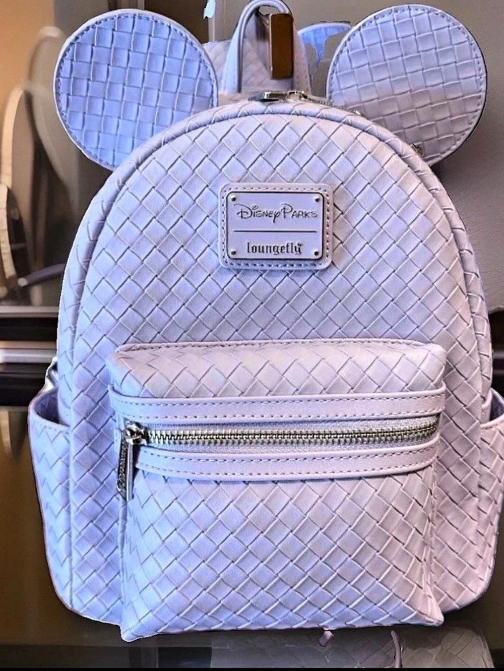 NEW w Tags Loungefly Disney Parks WDW 2026 Lavender Woven Mickey Backpack Bag
